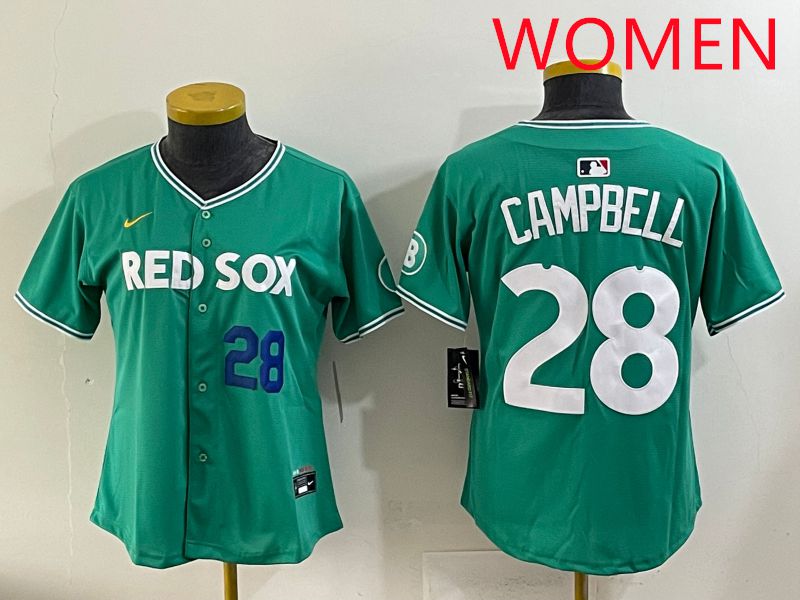 Women 2025 Boston Red Sox #28 Campbell Dark Green Joint Name Nike MLB Jersey style 2